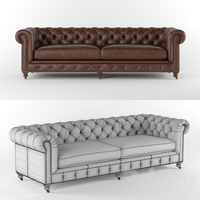 Kensington Leather Sofa Restoration Hardware 3DSMax File - thumbnail 2