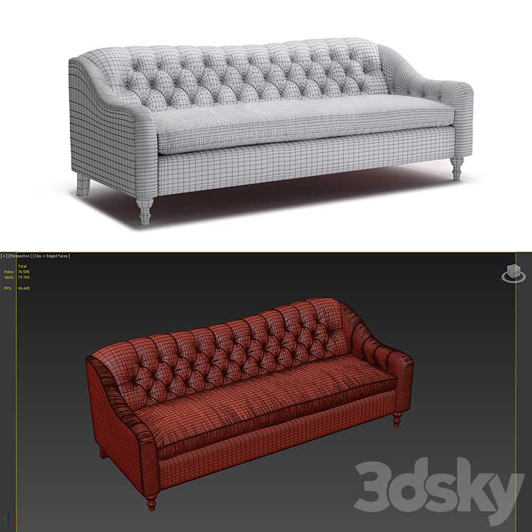 KIM SALMELA Waverly Tufted Sofa 3DS Max Model - thumbnail 2