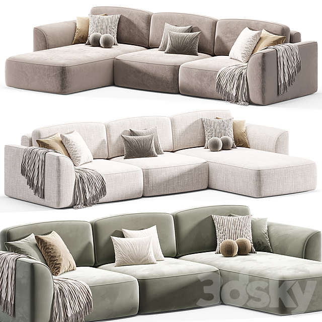 KING SE chenille Sofa 3 3ds Max - thumbnail 1