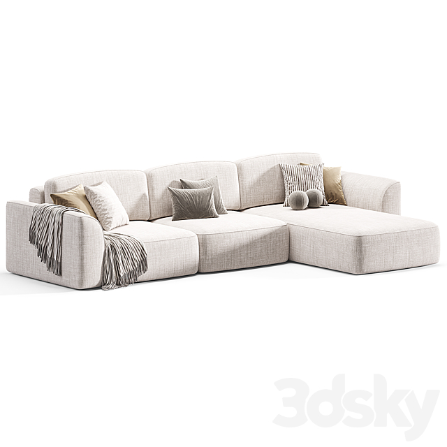 KING SE chenille Sofa 3 3ds Max - thumbnail 2