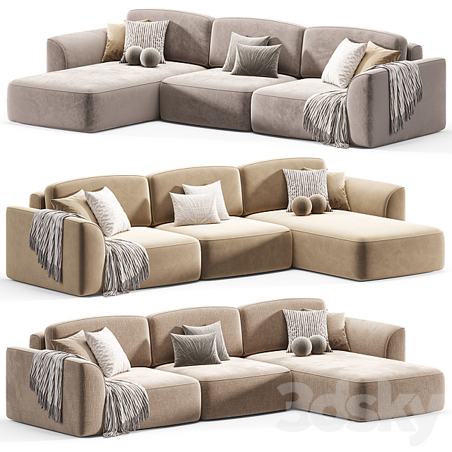 KING SE chenille Sofa 3 3ds Max - thumbnail 3