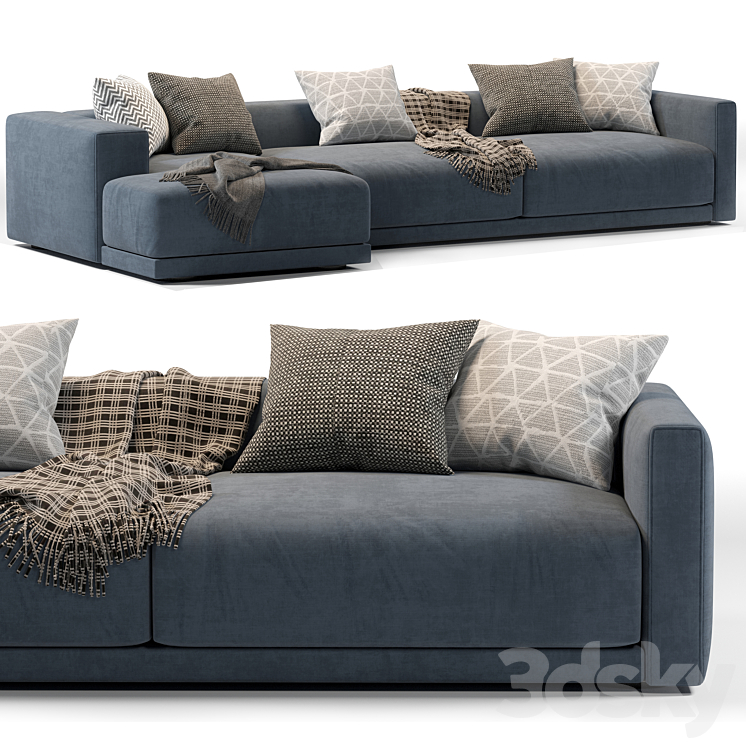 Lario Flexform Chaise Longue Sofa 3DS Max Model - thumbnail 1