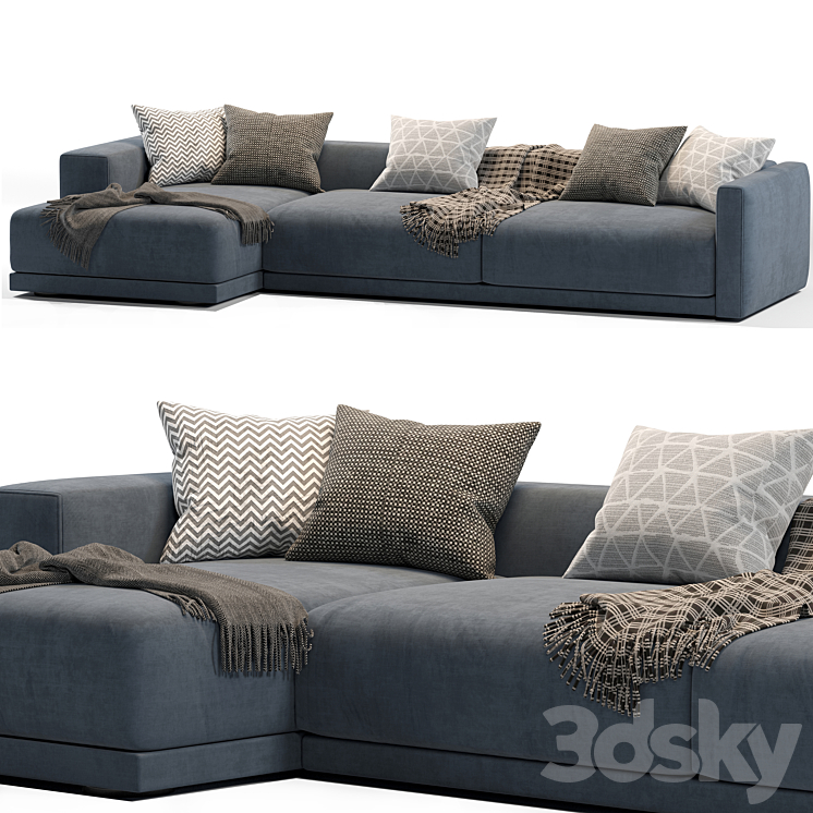 Lario Flexform Chaise Longue Sofa 3DS Max Model - thumbnail 2