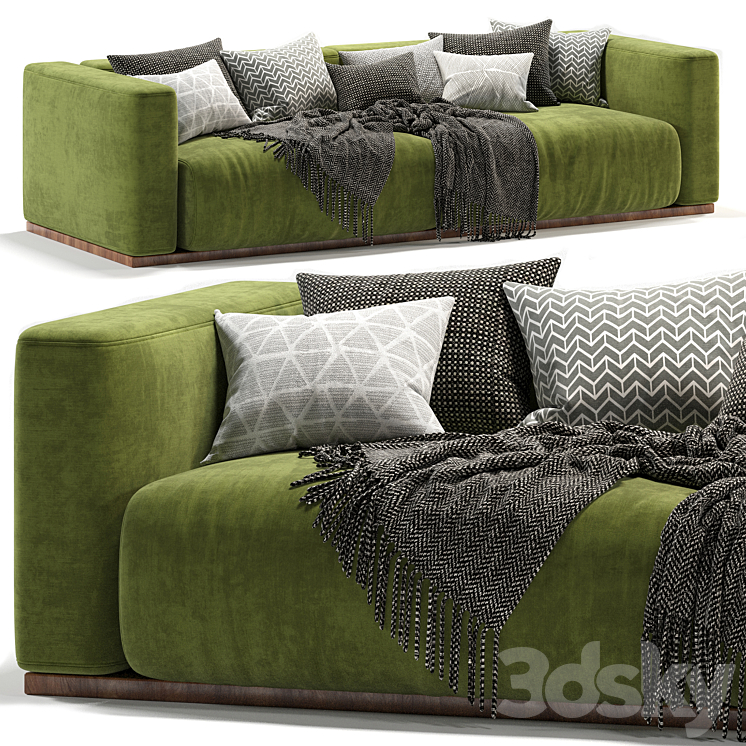 Lario Flexform double sofa-green 3DS Max Model - thumbnail 1