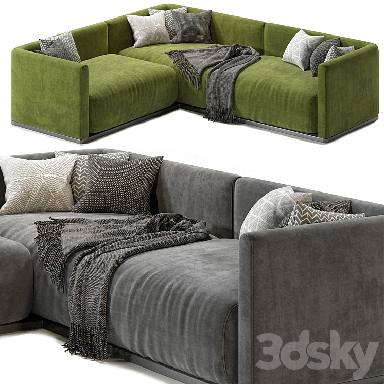 Lario Flexform L Shaped sofa 3DS Max Model - thumbnail 2