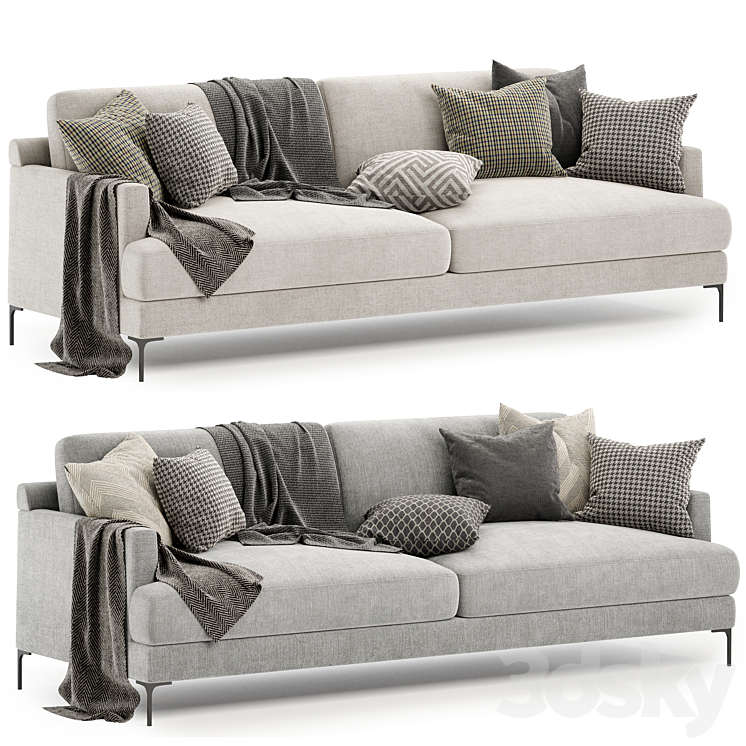 Laura 3.5 seat sofa 3DS Max Model - thumbnail 1