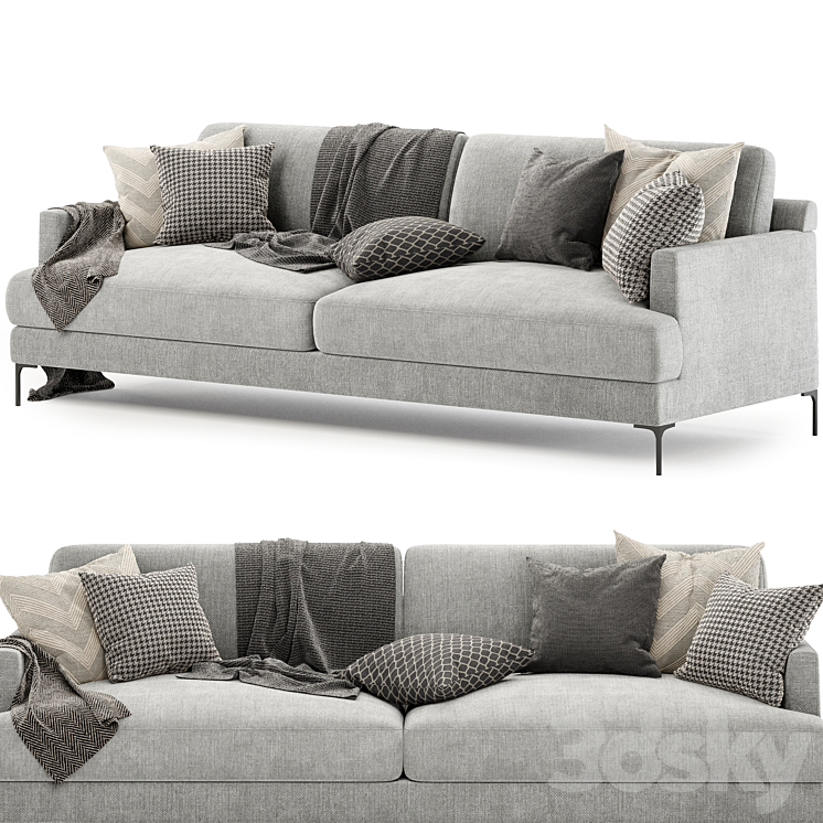 Laura 3.5 seat sofa 3DS Max Model - thumbnail 2