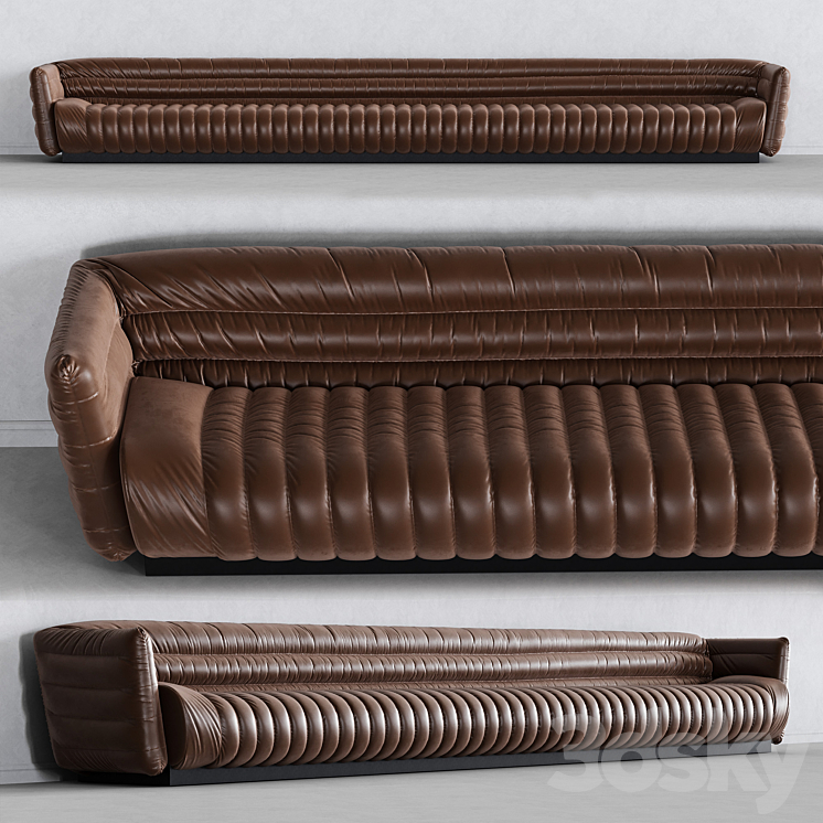 Leather sofa 01 3DS Max - thumbnail 1