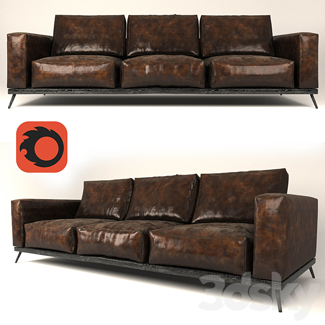 Leather sofa 3DSMax File - thumbnail 1