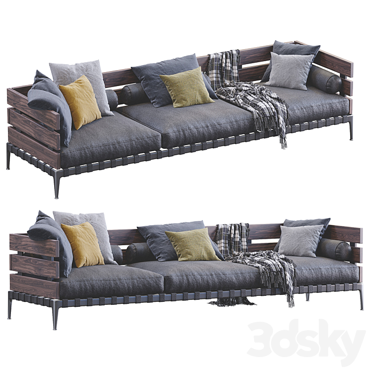 Leather Sofa Ansel By Flexform 3DS Max Model - thumbnail 1