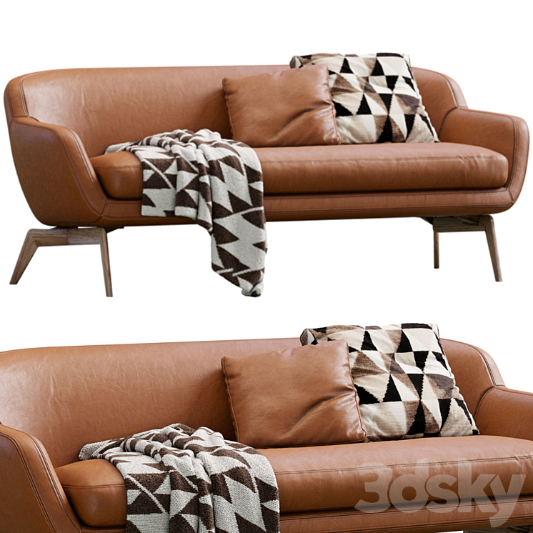 Leather Sofa Belt By Minotti 3DS Max Model - thumbnail 2