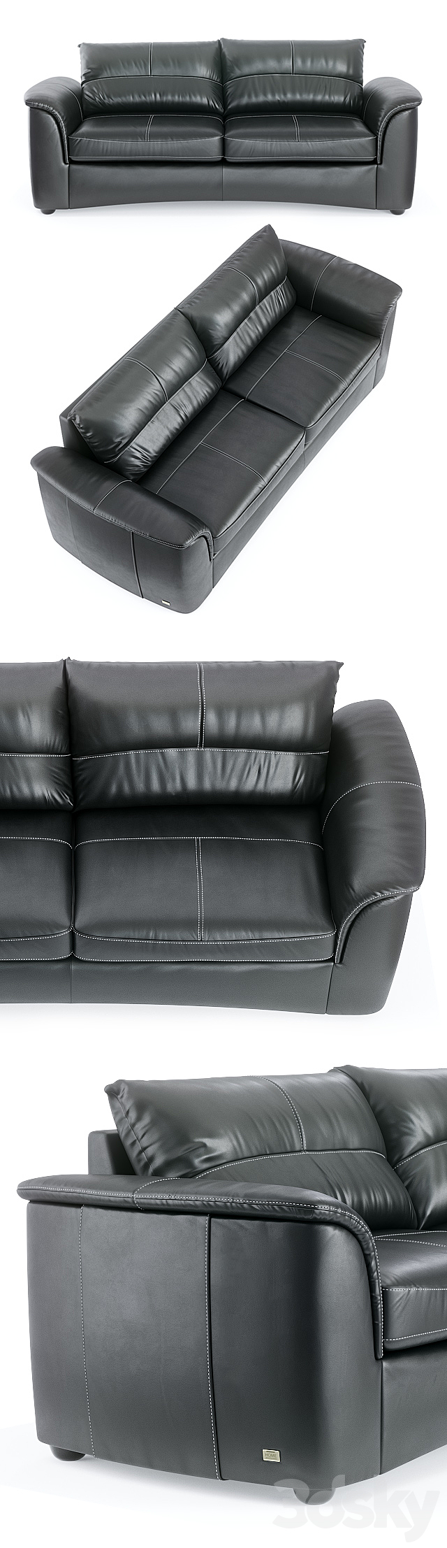 Leather Sofa Pluto 3DS Max Model - thumbnail 2