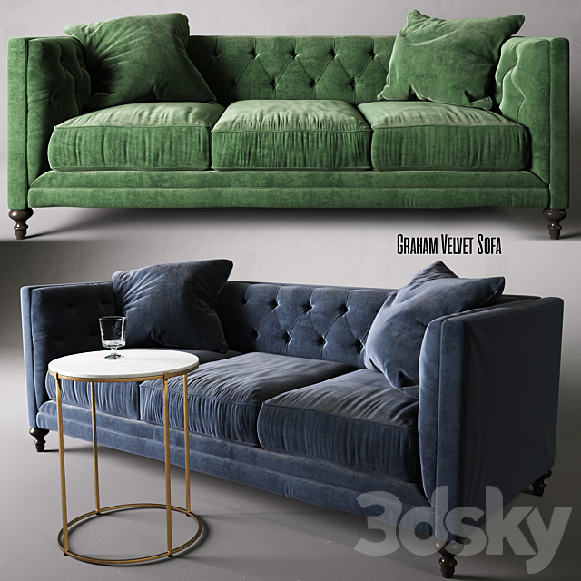 Leavenworth Side Table & Graham Velvet Sofa 3DSMax File - thumbnail 1