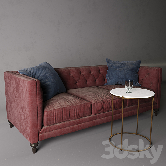 Leavenworth Side Table & Graham Velvet Sofa 3DSMax File - thumbnail 2