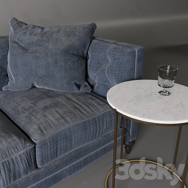 Leavenworth Side Table & Graham Velvet Sofa 3DSMax File - thumbnail 3