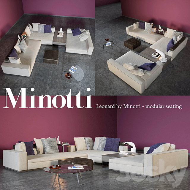 Leonard by Minotti – modular seating 3ds Max - thumbnail 1