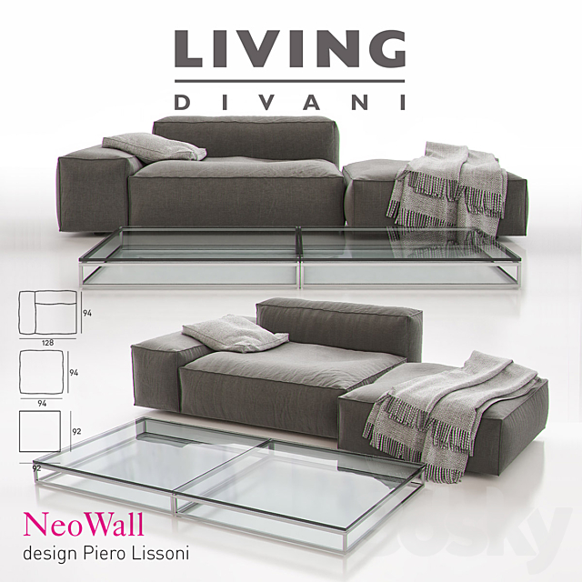 LIVING DIVANI – NEOWALL Sofa Composition II 3DSMax File - thumbnail 1