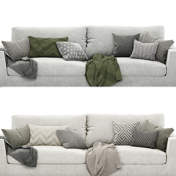 lottie 3 seat sofa 3DS Max Model - thumbnail 2