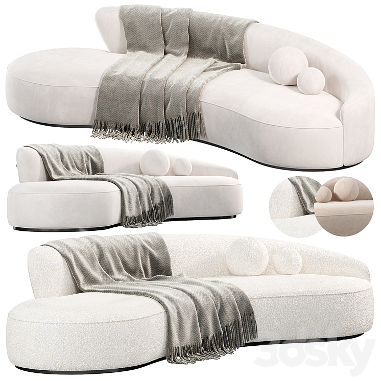 Marseille 2 Curved Sofa ni Mohair sofas 3DS Max Model - thumbnail 1