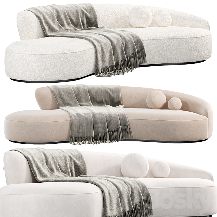 Marseille 2 Curved Sofa ni Mohair sofas 3DS Max Model - thumbnail 2