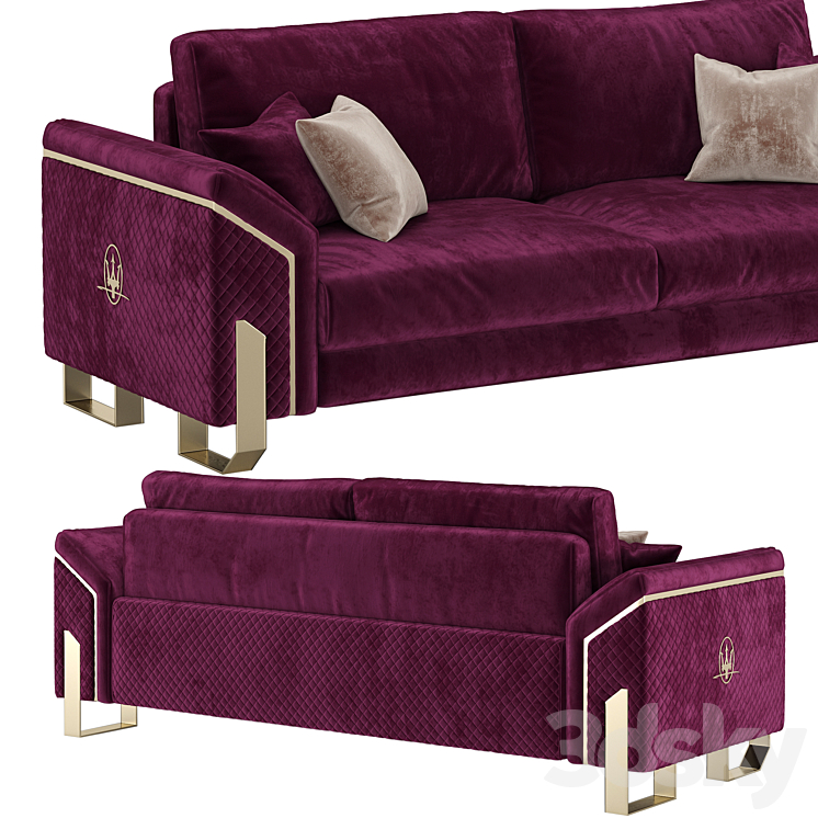 Maserati 3 Seater Sofa 3DS Max Model - thumbnail 2