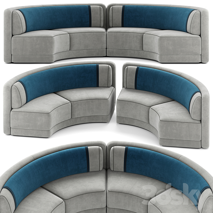 MD Round Sofa 003 3DS Max Model - thumbnail 1