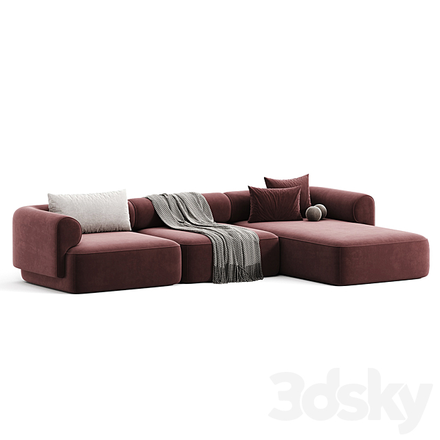 Melody sections sofa 3DS Max Model - thumbnail 3