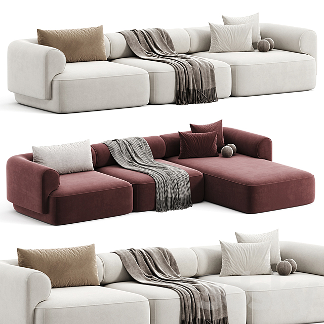 Melody sections sofa 3DS Max Model - thumbnail 4