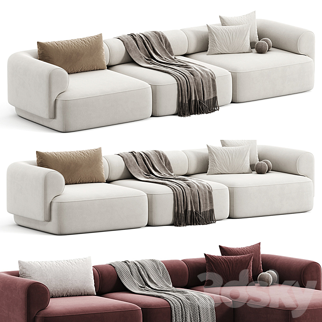 Melody sections sofa 3DS Max Model - thumbnail 5