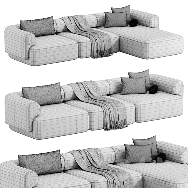 Melody sections sofa 3DS Max Model - thumbnail 7