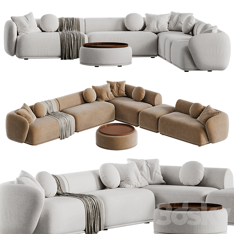 Meridiani Rene sofa set 1 3DS Max Model - thumbnail 1