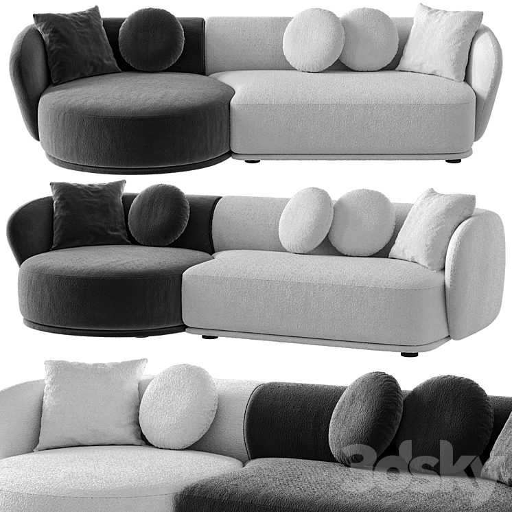 Meridiani Rene sofa set 6 3DS Max Model - thumbnail 1