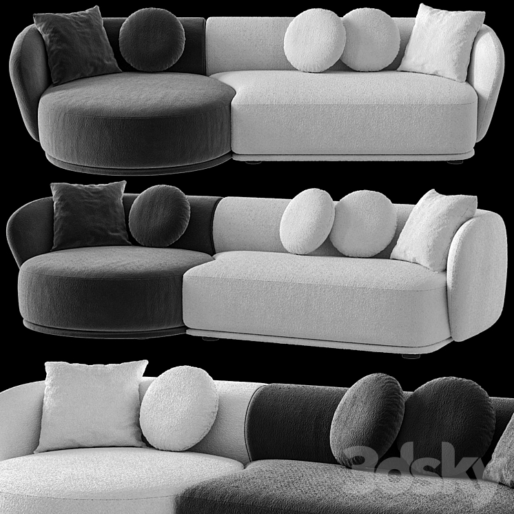 Meridiani Rene sofa set 6 3DS Max Model - thumbnail 2