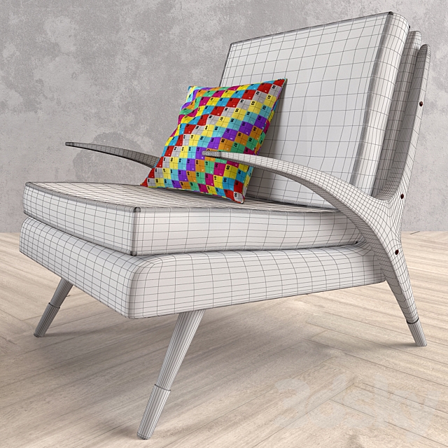 Mid Century Sofa and Chair set # 2 3DS Max Model - thumbnail 3