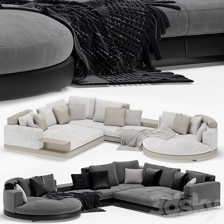 Minotti connery modular sofa 3DS Max Model - thumbnail 1