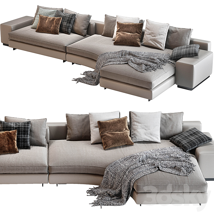 Minotti daniels sofa 02 3DS Max Model - thumbnail 1