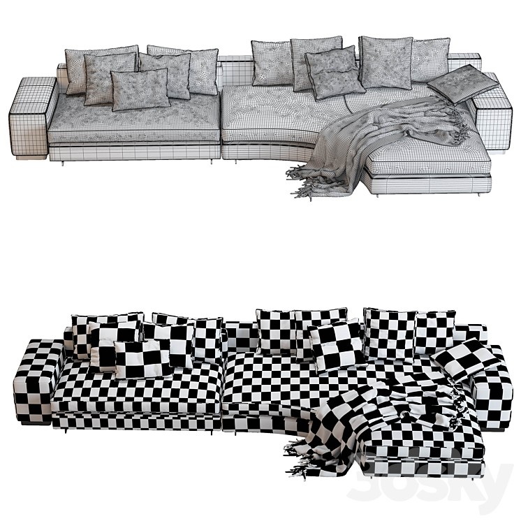 Minotti daniels sofa 02 3DS Max Model - thumbnail 2