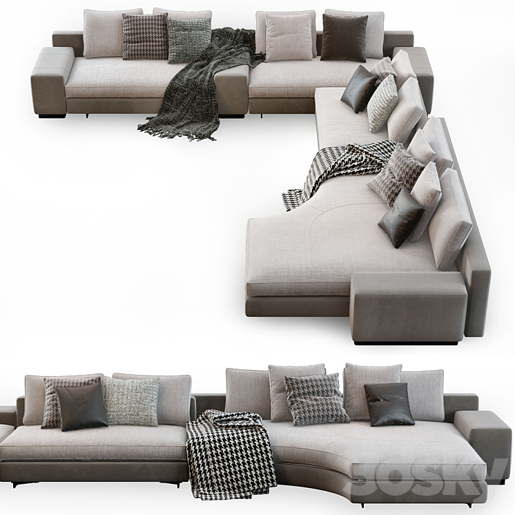 Minotti daniels sofa 3DS Max Model - thumbnail 1