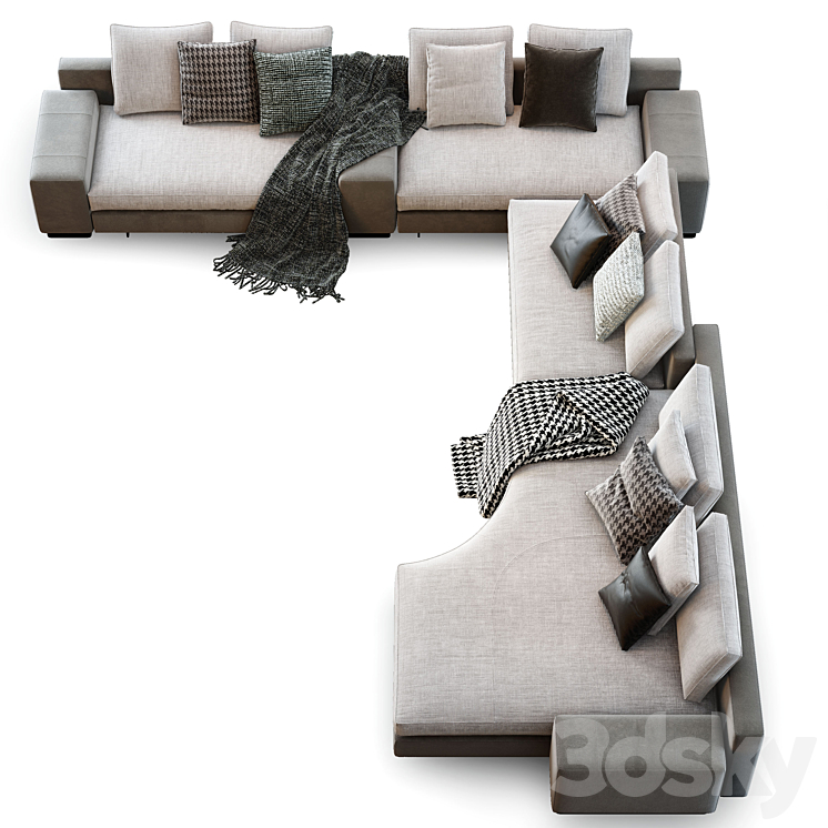 Minotti daniels sofa 3DS Max Model - thumbnail 2