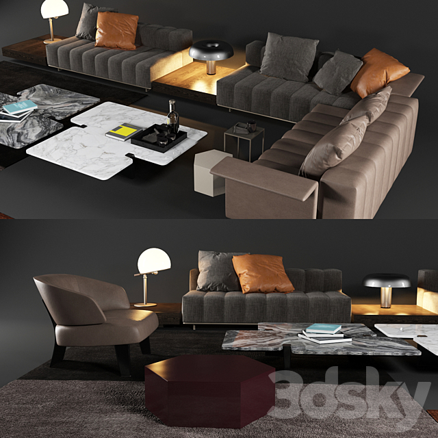 Minotti FREEMAN LOUNGE 3DSMax File - thumbnail 3