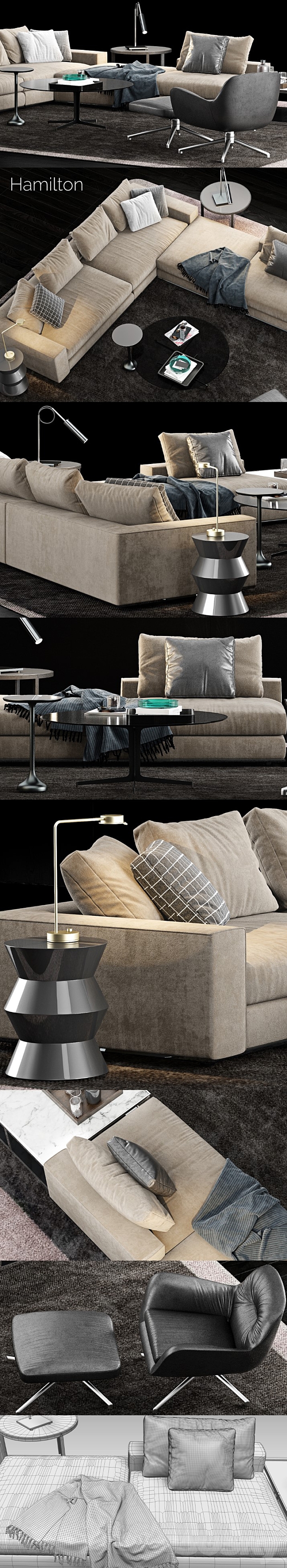 Minotti Hamilton Sofa 3DSMax File - thumbnail 3