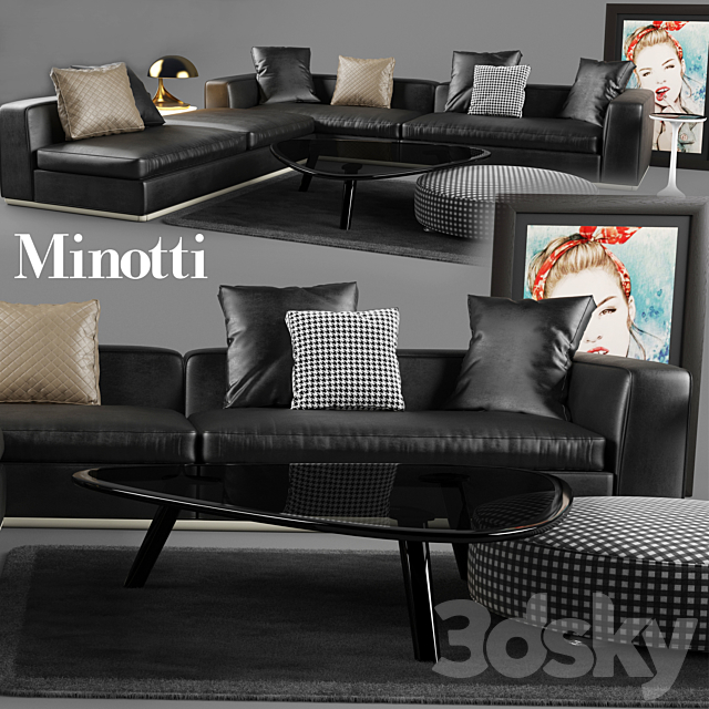 Minotti Powell Sofa 3DSMax File - thumbnail 1