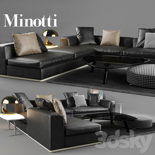 Minotti Powell Sofa 3DSMax File - thumbnail 2