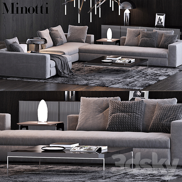 Minotti Set 8 3DS Max Model - thumbnail 1