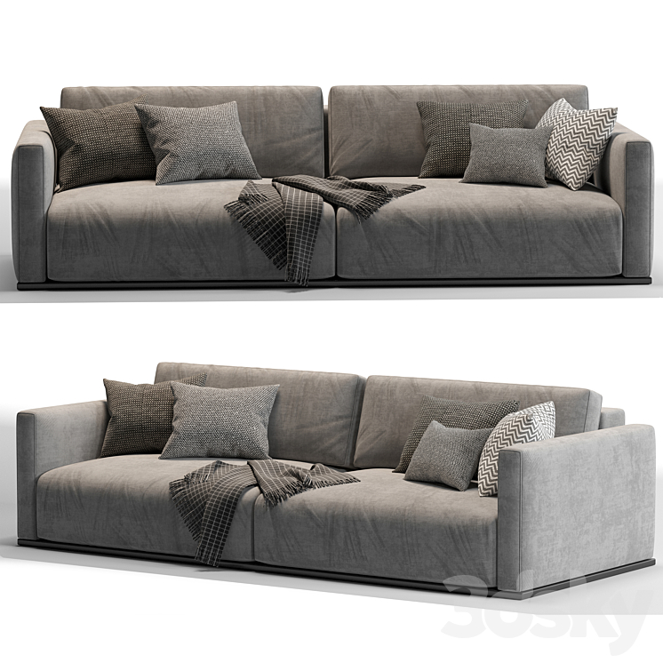 Minotti Torri 2 seat sofa 3DS Max Model - thumbnail 2