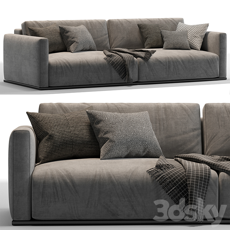 Minotti Torri 2 seat sofa 3DS Max Model - thumbnail 3