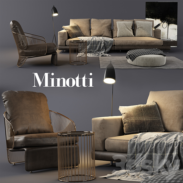 Minotti White Sofa 3DSMax File - thumbnail 1