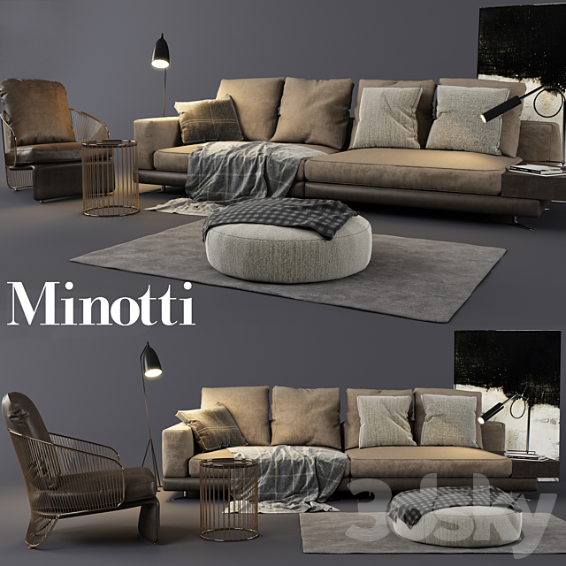 Minotti White Sofa 3DSMax File - thumbnail 2