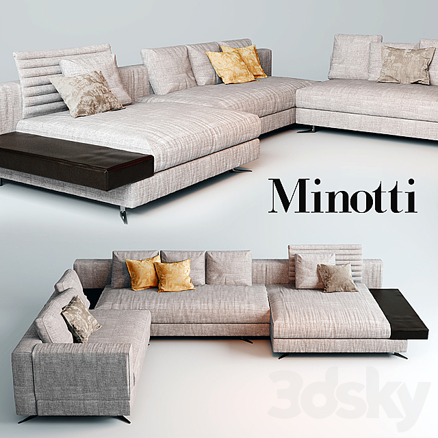 Minotti white sofa 3DSMax File - thumbnail 1