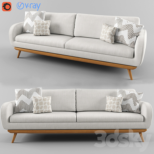 Modern white sofa 3DSMax File - thumbnail 1